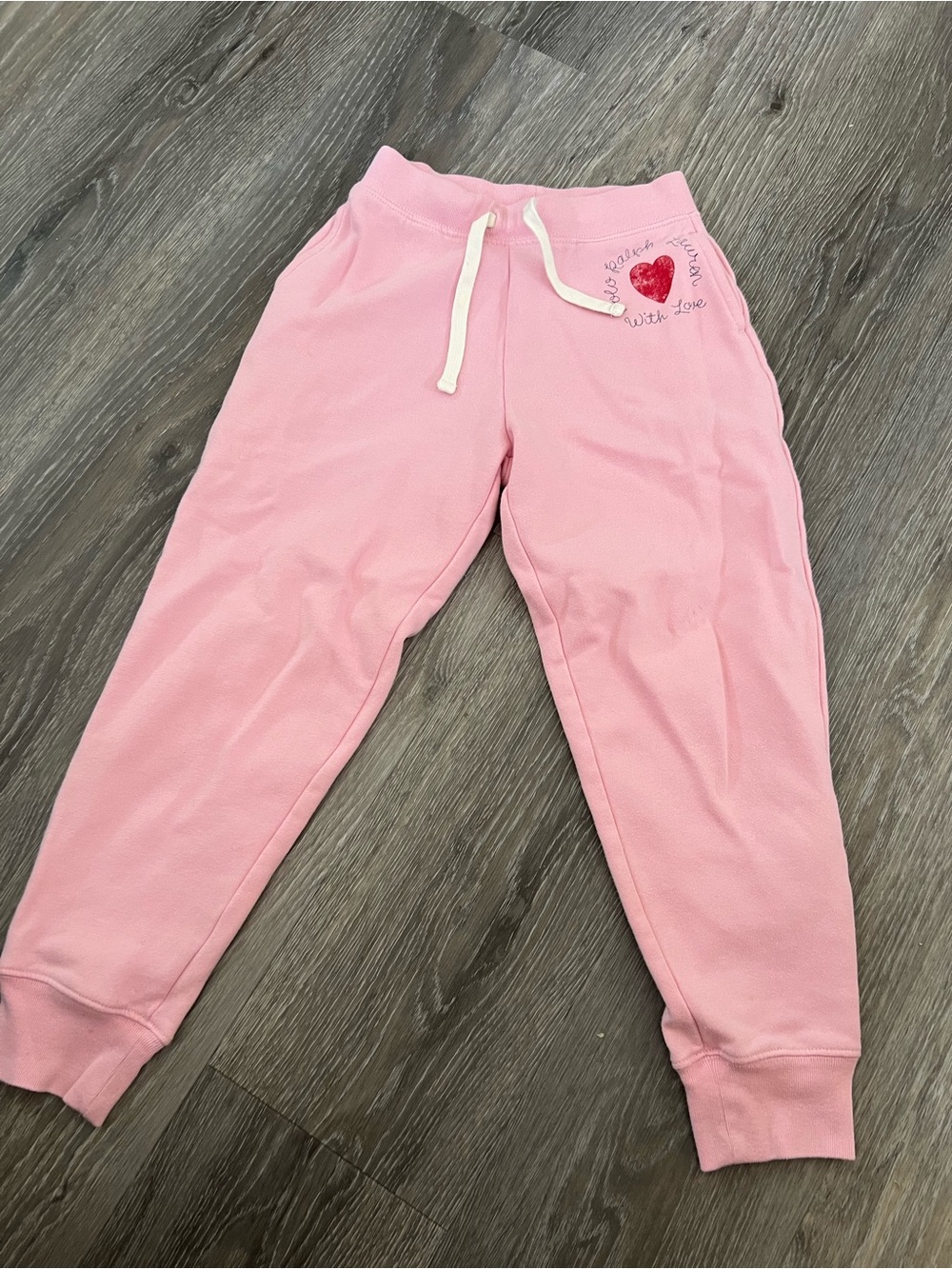 Polo by Ralph Lauren Soft Pink Heart Jogger Sweatpants M 8-10 kids